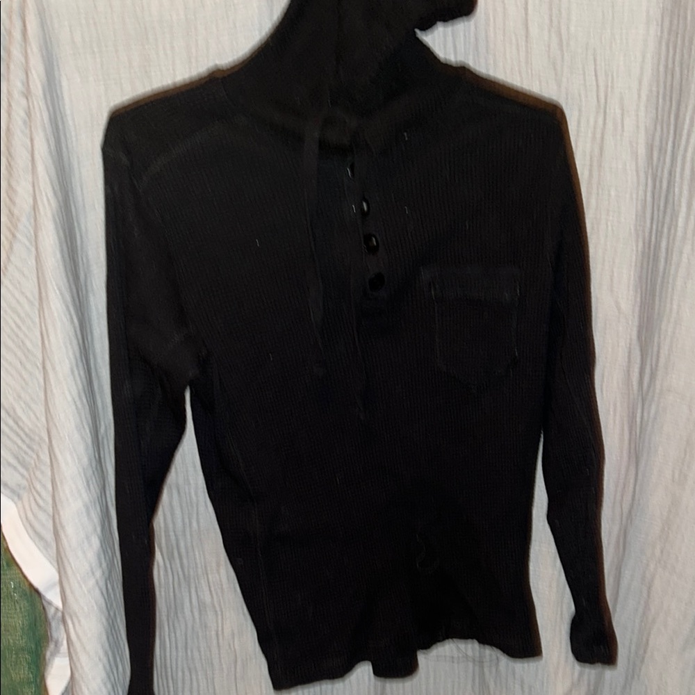 Kenneth Cole New York Black Long Sleeve Mandarin Collar hoodie